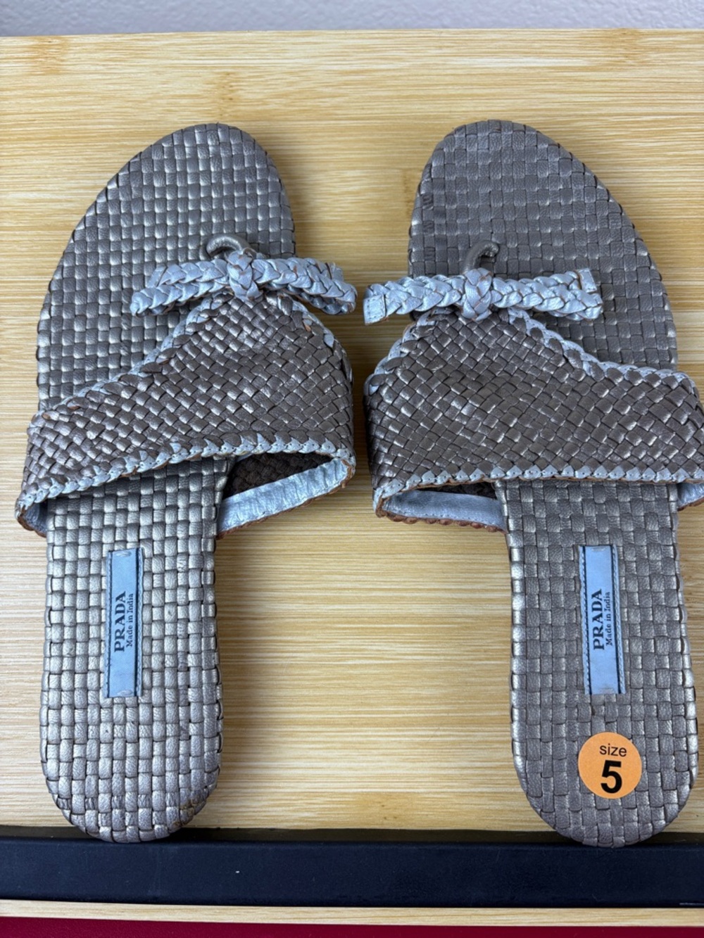 Prada Woven Crisscross Leather Sandals Made in India EU Size 361/2